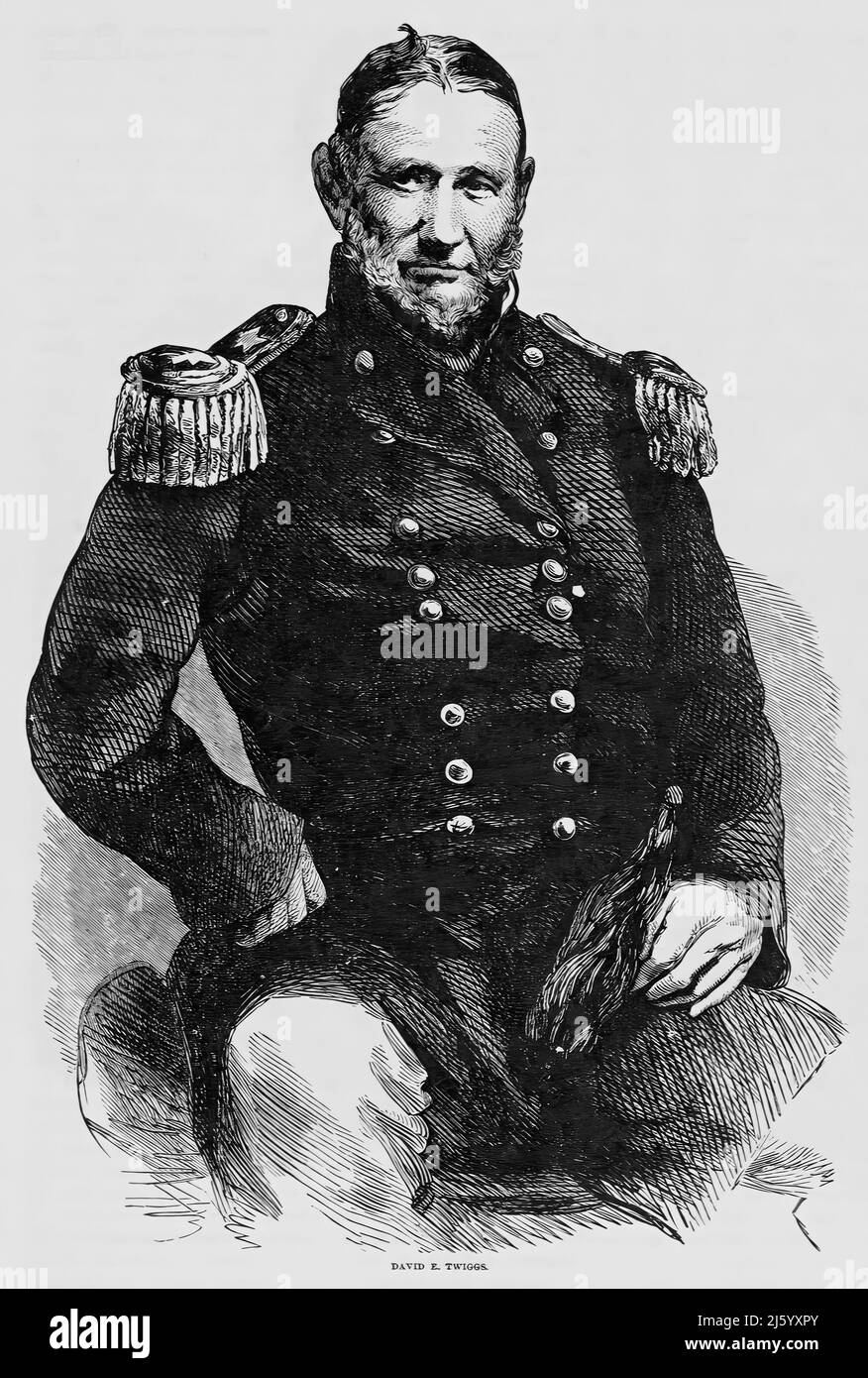 Portrait of David Emanuel Twiggs, Confederate Army General in the American Civil War. 19th century illustration Stock Photo
