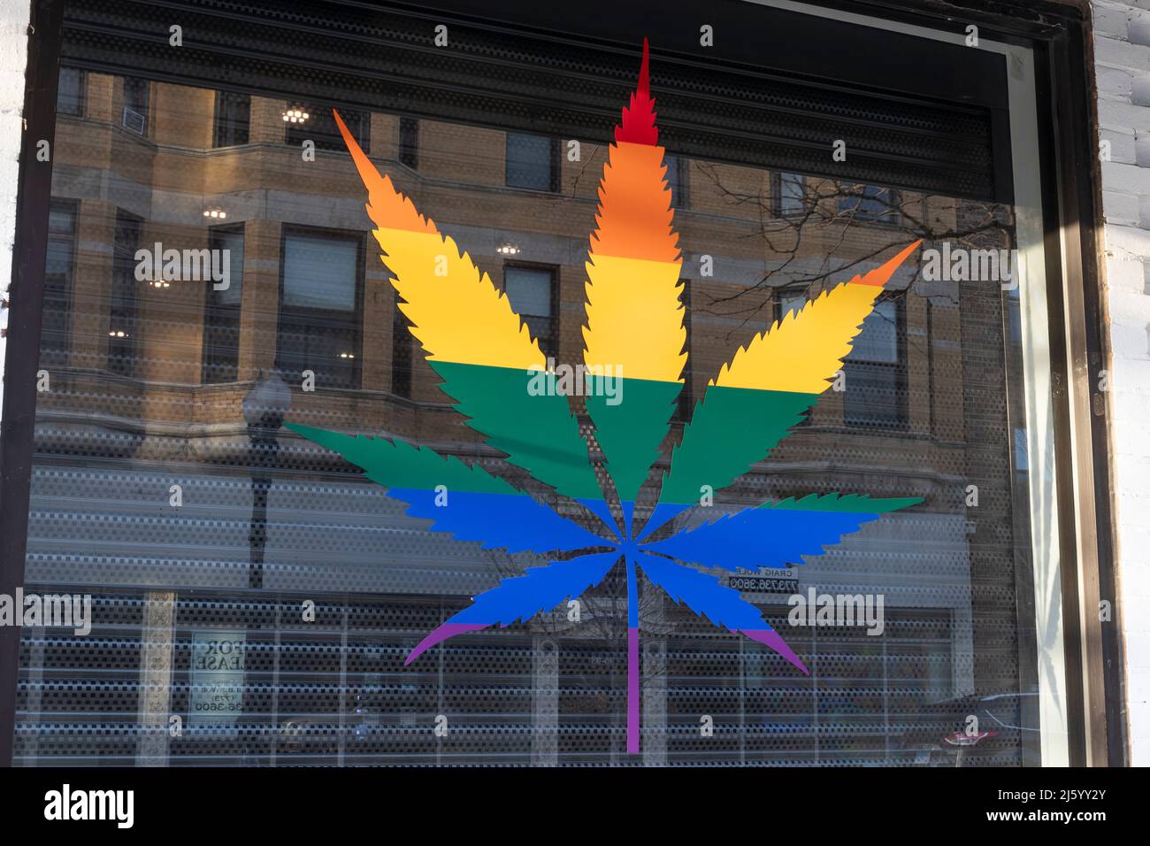 Chicago - Circa April 2022: Legal Weed and cannabis dispensary. In 2020, recreational pot and marijuana were legalized in Illinois. Stock Photo