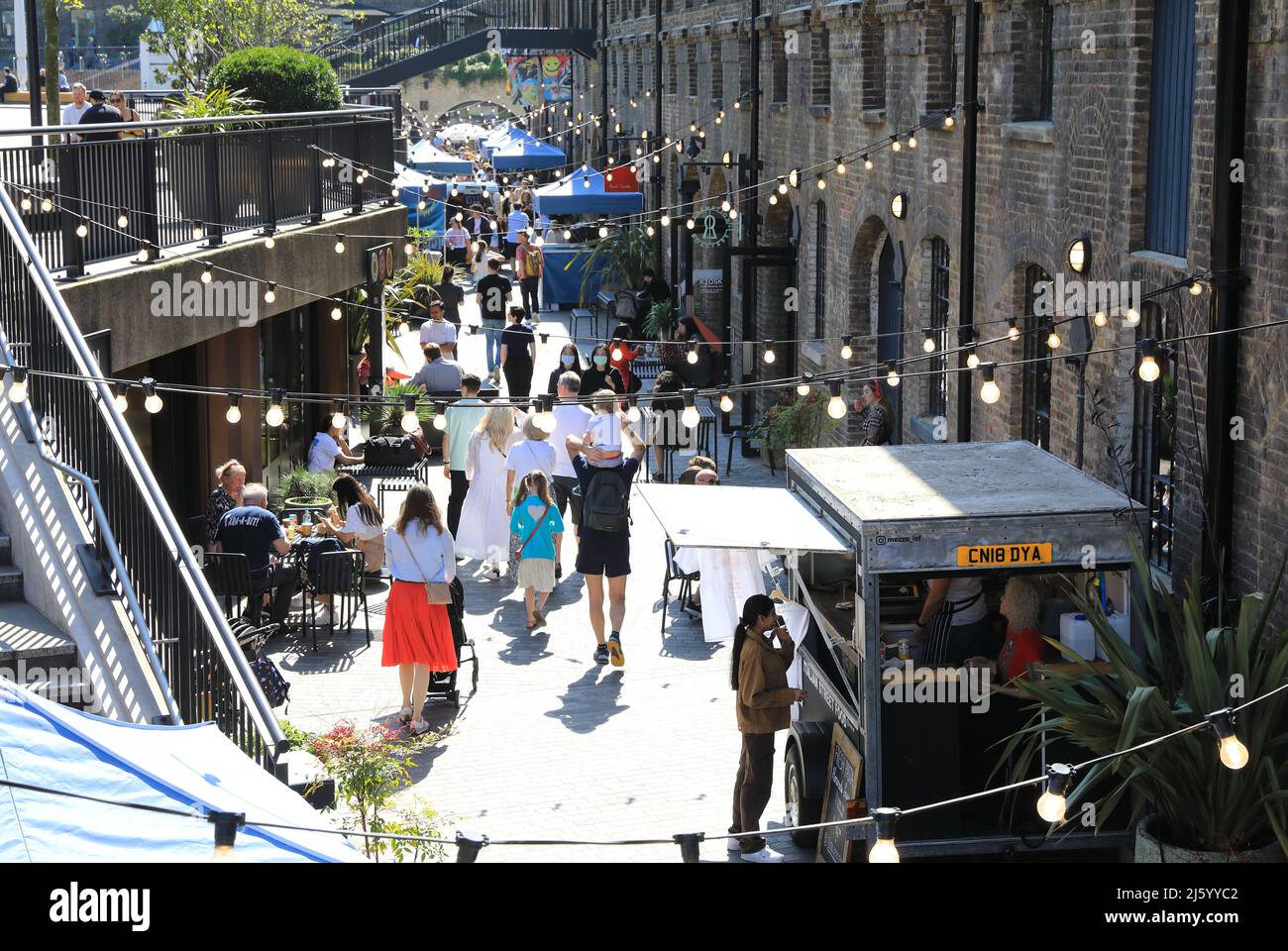 A warm sunny day on Lower Stable Street market on Easter Saturday, at