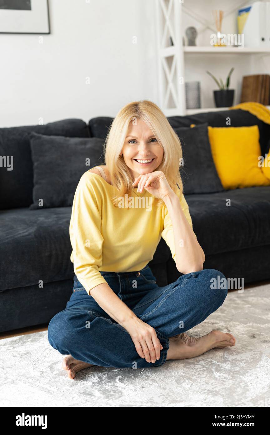 Serene carefree middle aged woman hi res stock photography and images