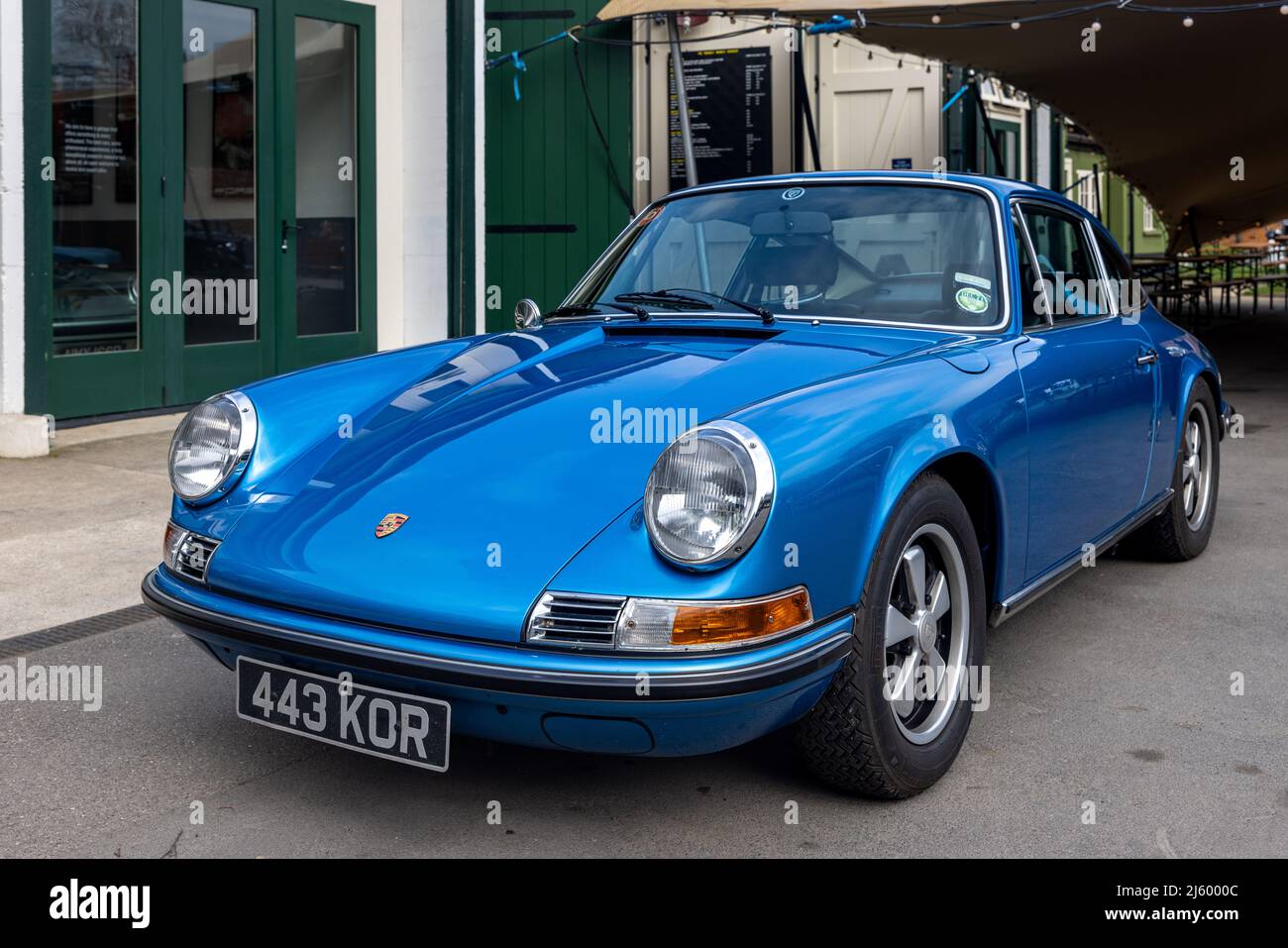 1971 Porsche 911 S 2.2 ‘443 KOR’ on display at the April Scramble held at the Bicester Heritage Centre on the 23rd April 2022 Stock Photo