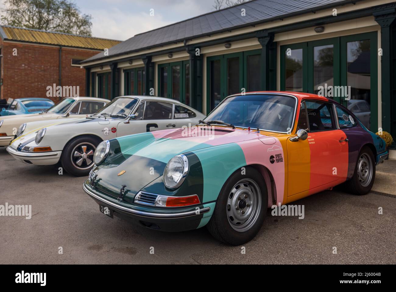Paul Smith Artist Stripe Porsche 911 ‘2 LTR’ on display at the April Scramble held at the Bicester Heritage Centre on the 23rd April 2022 Stock Photo