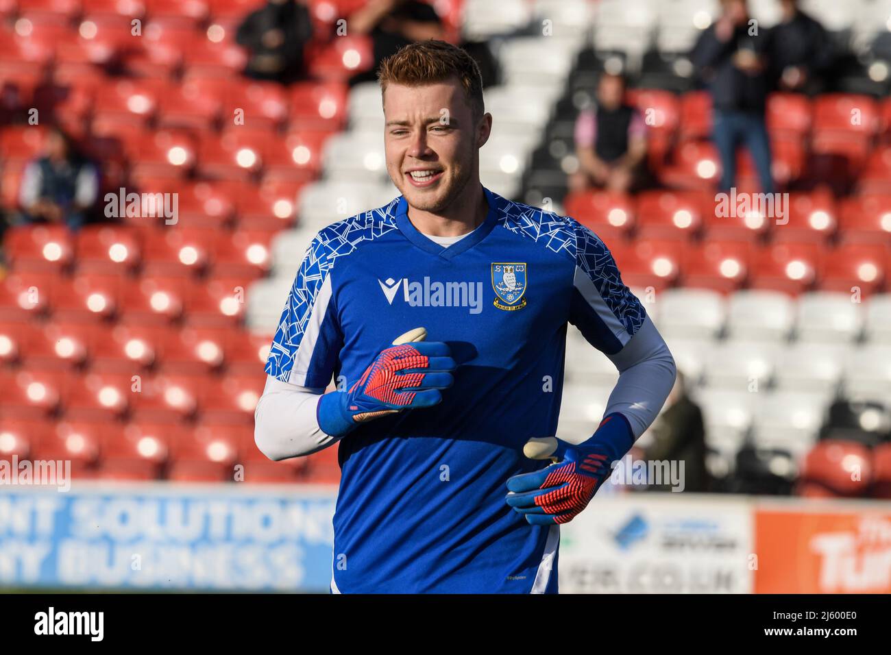 Bailey Peacock-Farrell #1 of Sheffield Wednesday warming up before the ...