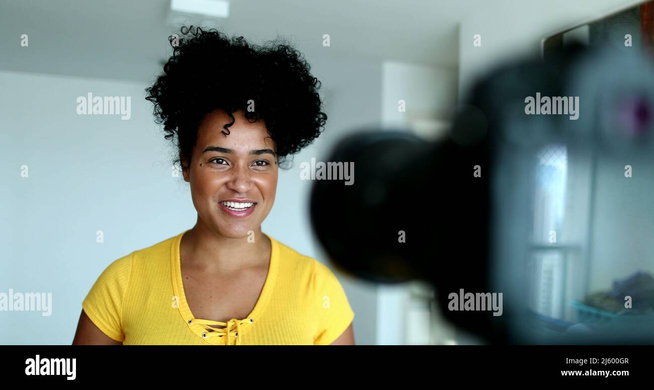 african black woman vlogging at home Stock Photo - Alamy