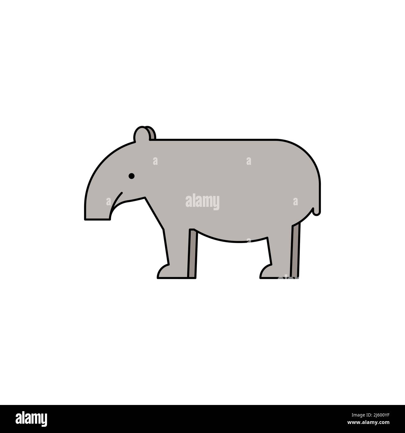 Filled tapir icon. Black outline. Conservation awareness. Vector illustration, flat design Stock Vector