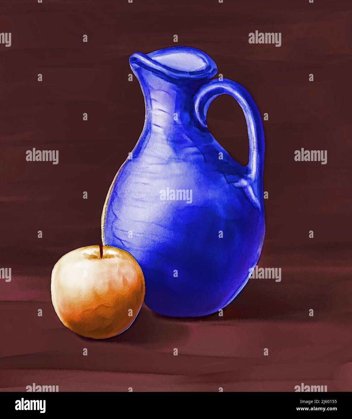 Still Life with Decanter, oil on canvas, original painting. High quality photo Stock Photo