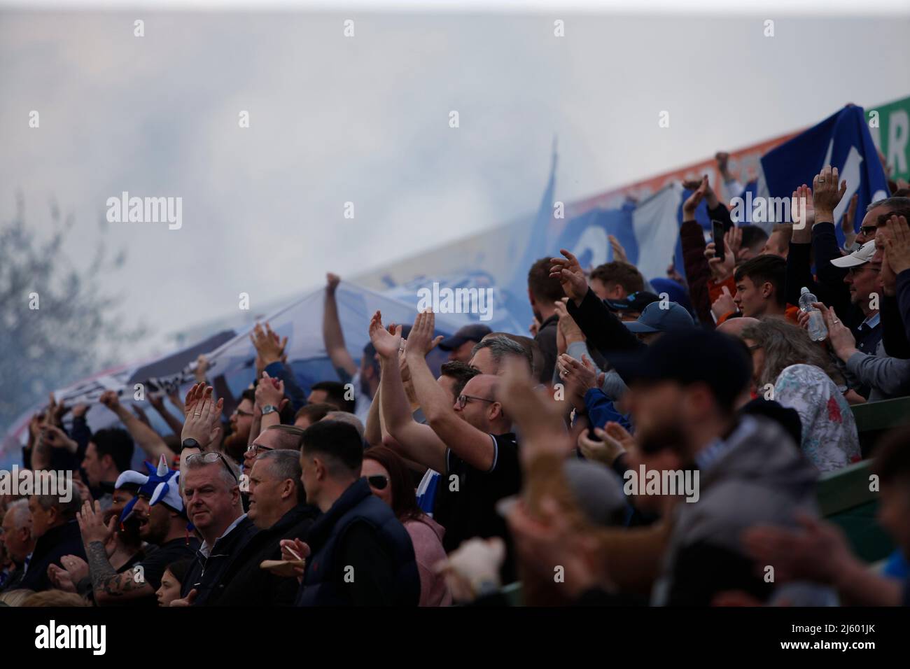 Stockport County Fans at Yeovil Town Stock Photo Alamy