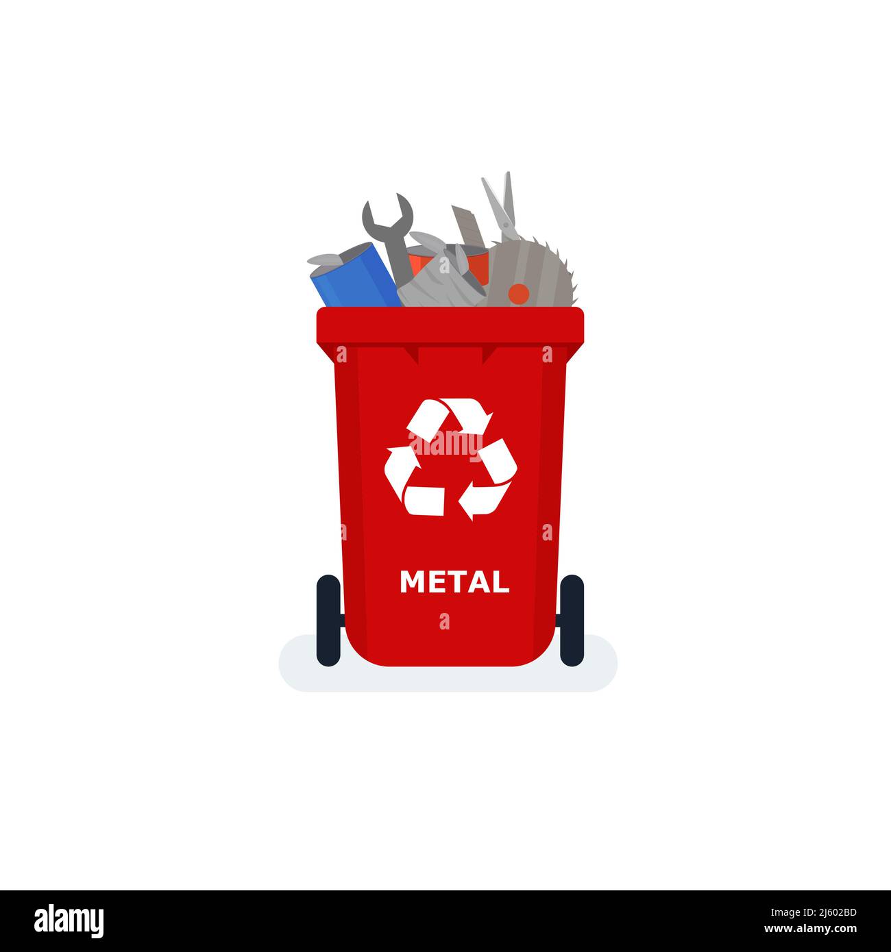 Waste segregation. Sorting garbage by material and type in colored ...