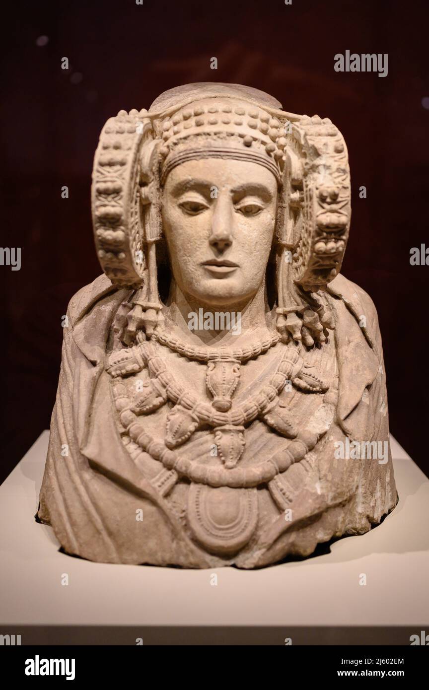 The Lady of Elx or Lady of Elche, limestone Iberian bust. The National