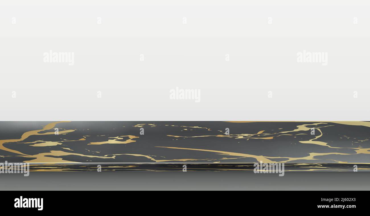 Dark yellow stone table top on white panoramic background - Vector illustration Stock Vector