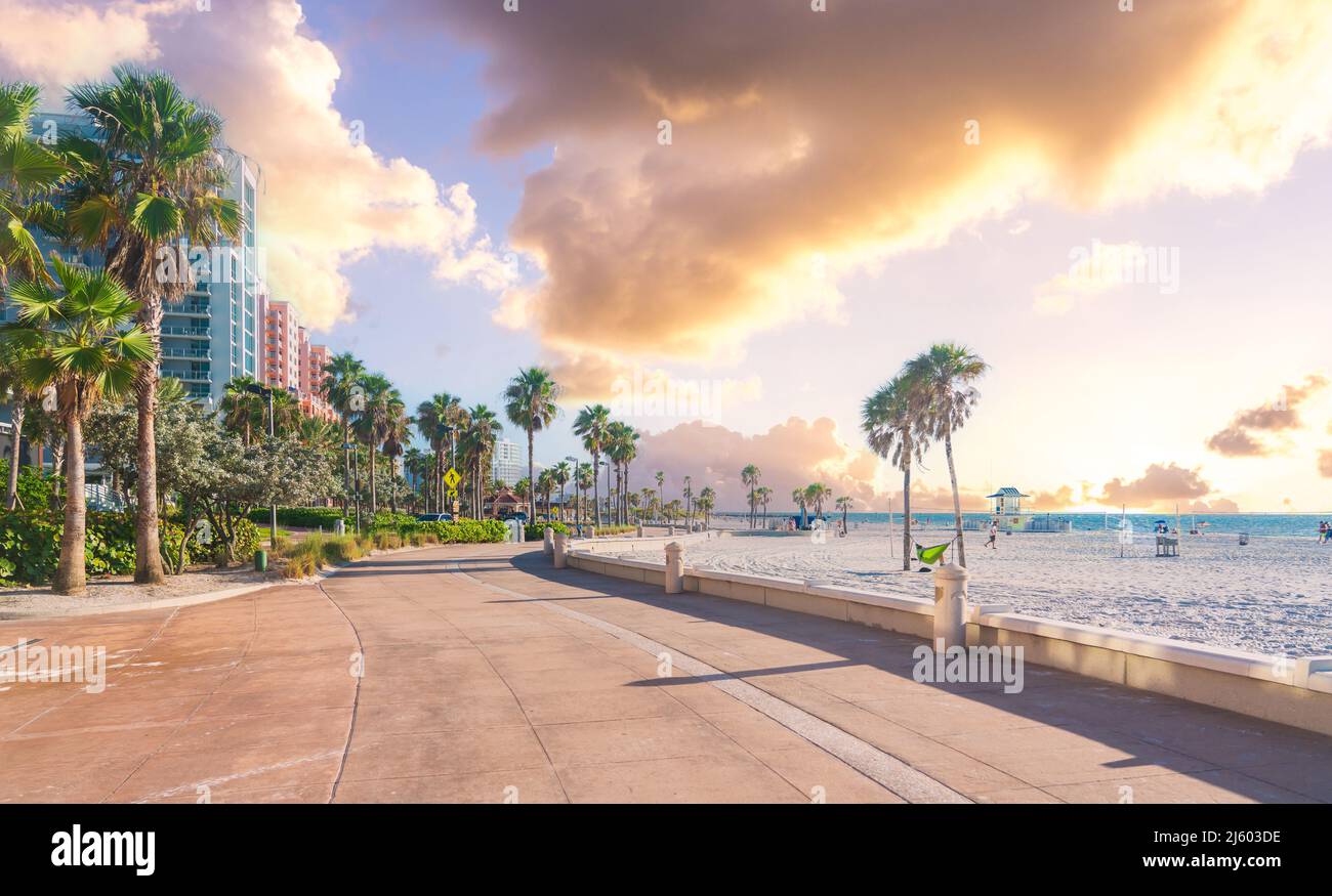 Clearwater beach with beautiful white sand in Florida USA Stock Photo