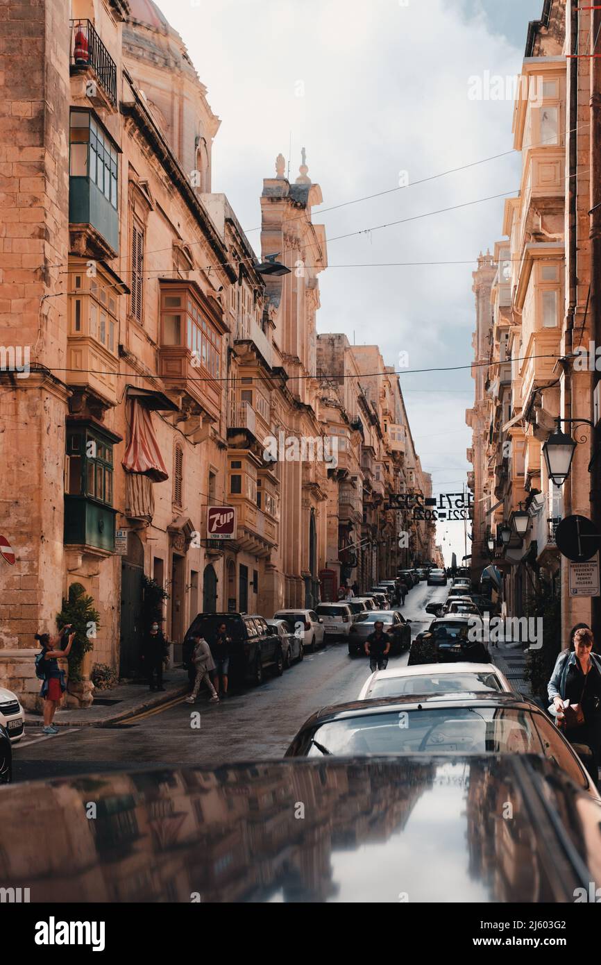 Quiet streets of Valletta Old Town in Malta, Europe 2021 Stock Photo