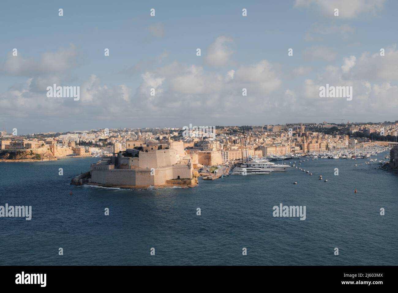 Fort St Angelo in Birgu seen from Valletta, Malta, Europe 2021 Stock Photo