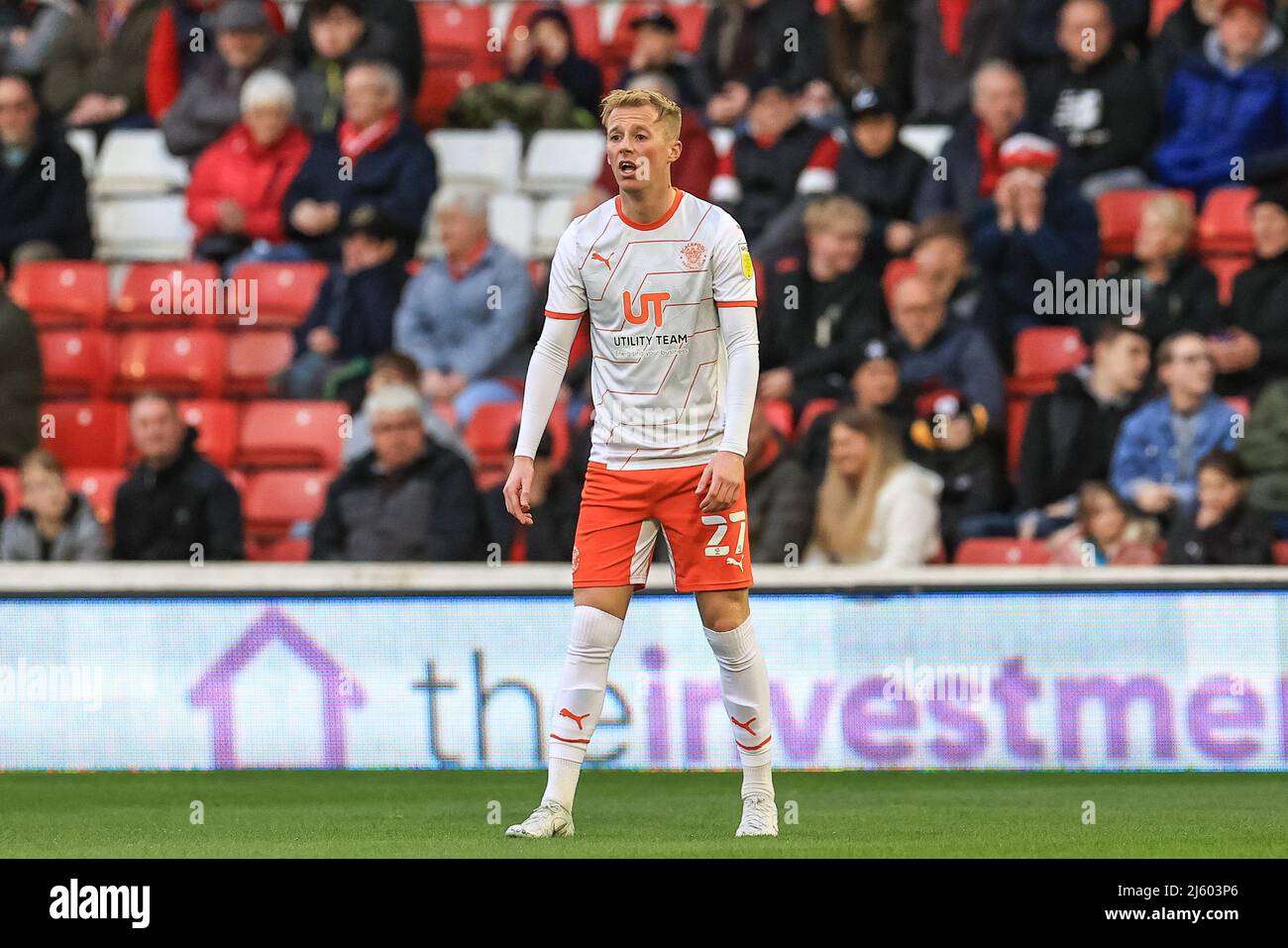 Charlie Kirk #27 of Blackpool during the game Stock Photo