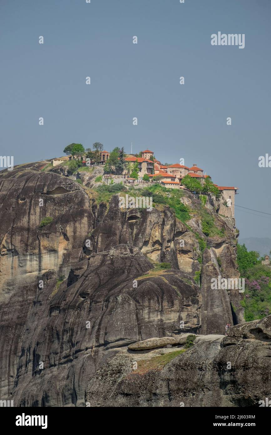 Landscape of Greek Orthodox Monasteries on the top of steep rocks Stock ...