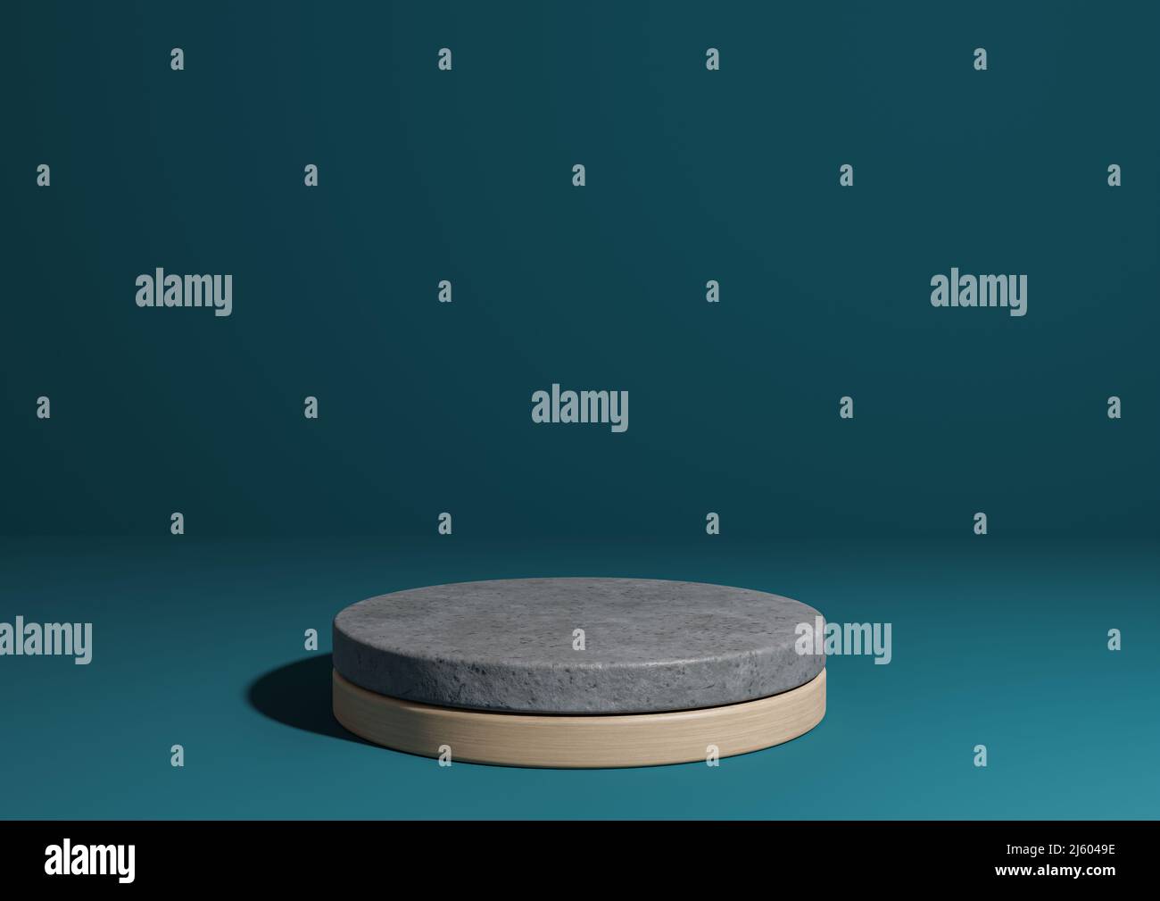 Dark teal, aqua blue 3D rendering simple product display, natural ...