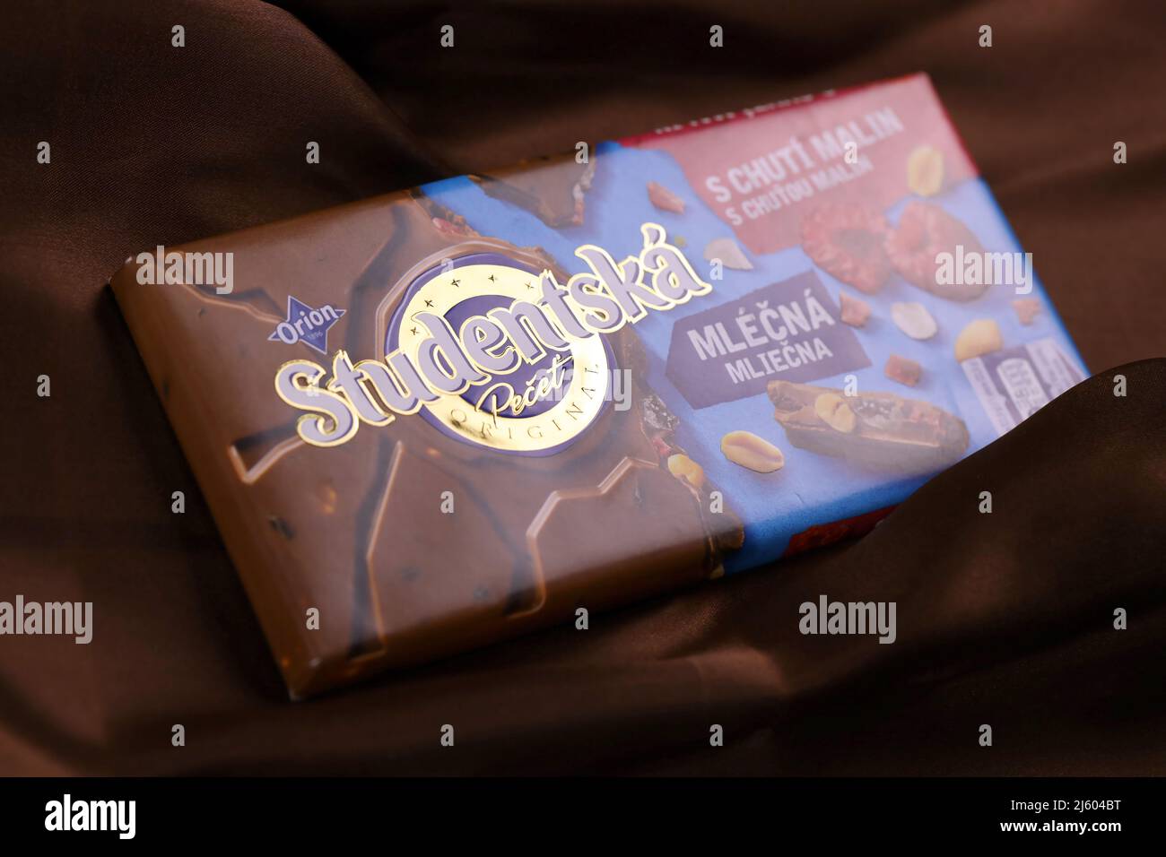 KHARKIV, UKRAINE - NOVEMBER 3, 2021: Studentska chocolate bar is a ...