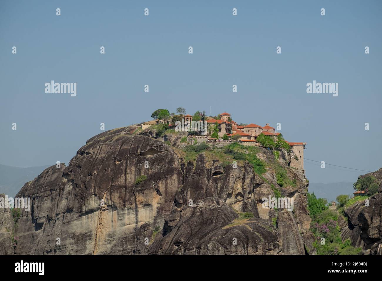 Landscape of Greek Orthodox Monasteries on the top of steep rocks Stock ...