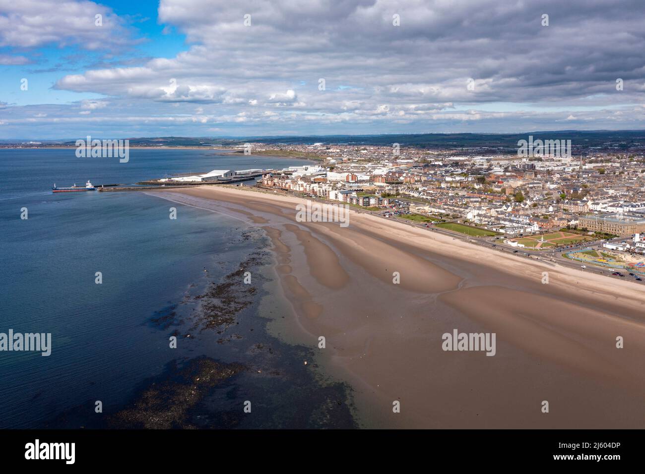 Ayr, Scotland, UK. 26th Apr, 2022. PICTURED: Aerial drone view looking 