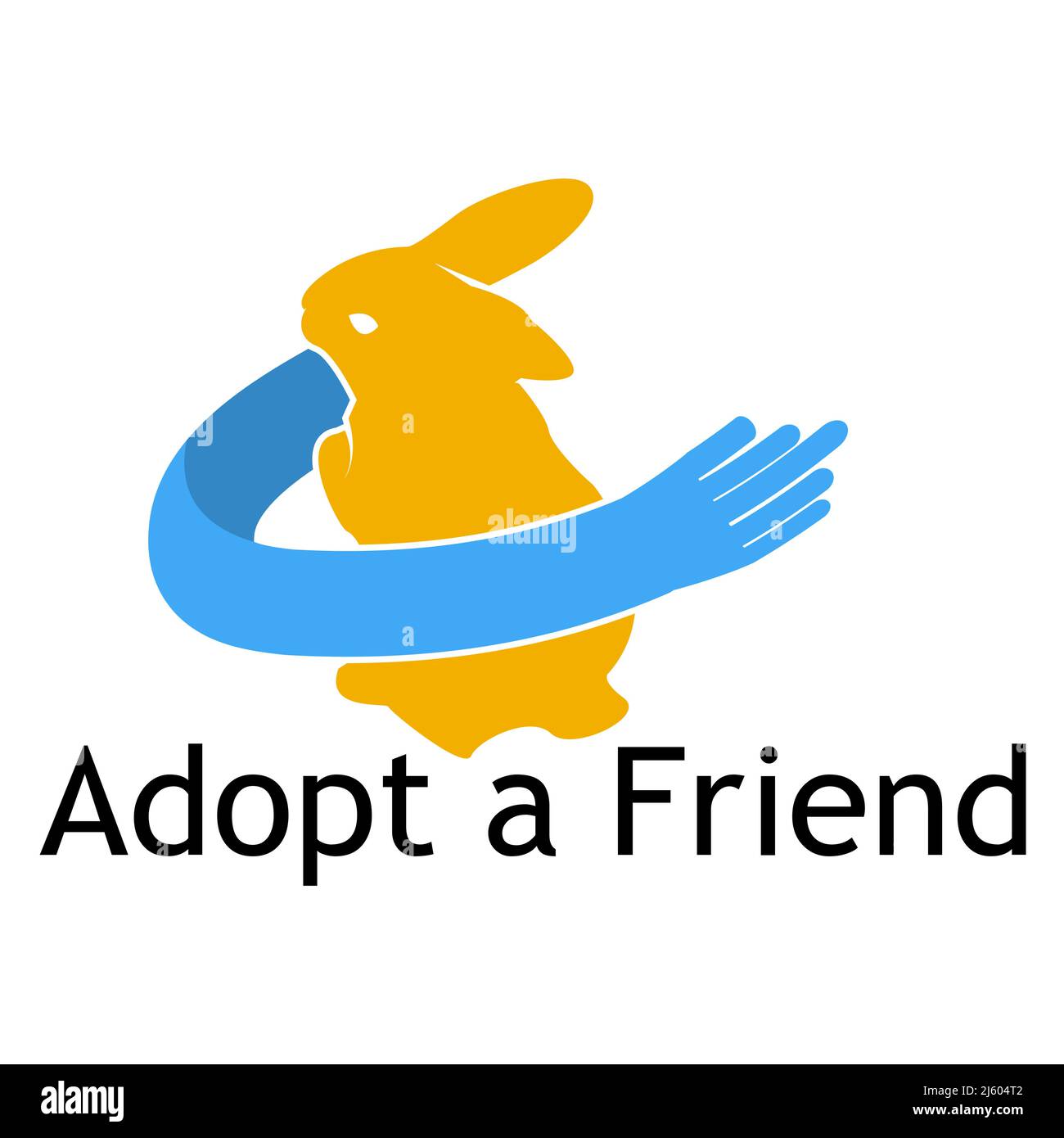 Rabbit Icon with the word adopt a friend. Flat design. Vector Illustration on white background. Stock Vector