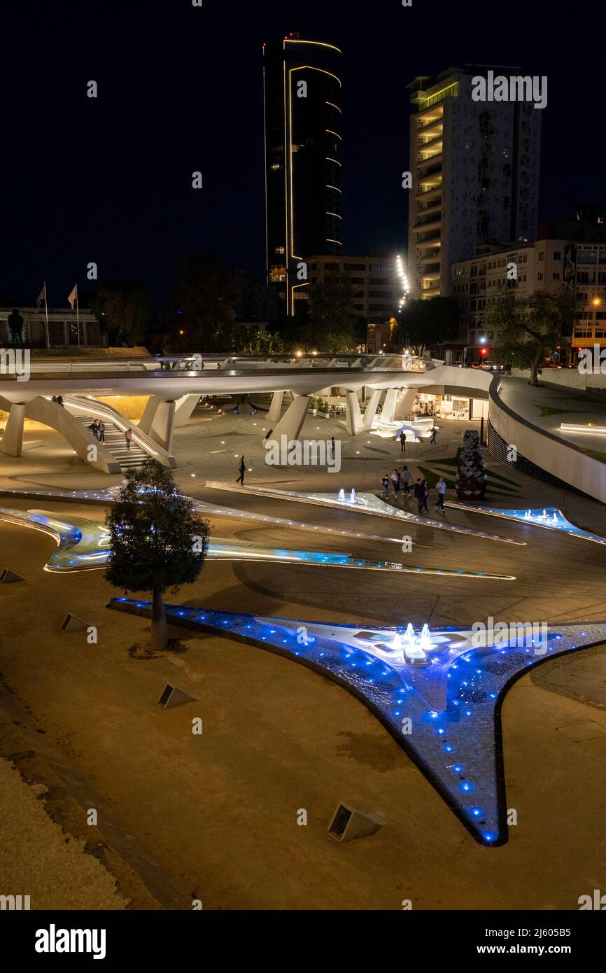 Liberty or eleftheria square Nicosia Cyprus at night Stock Photo