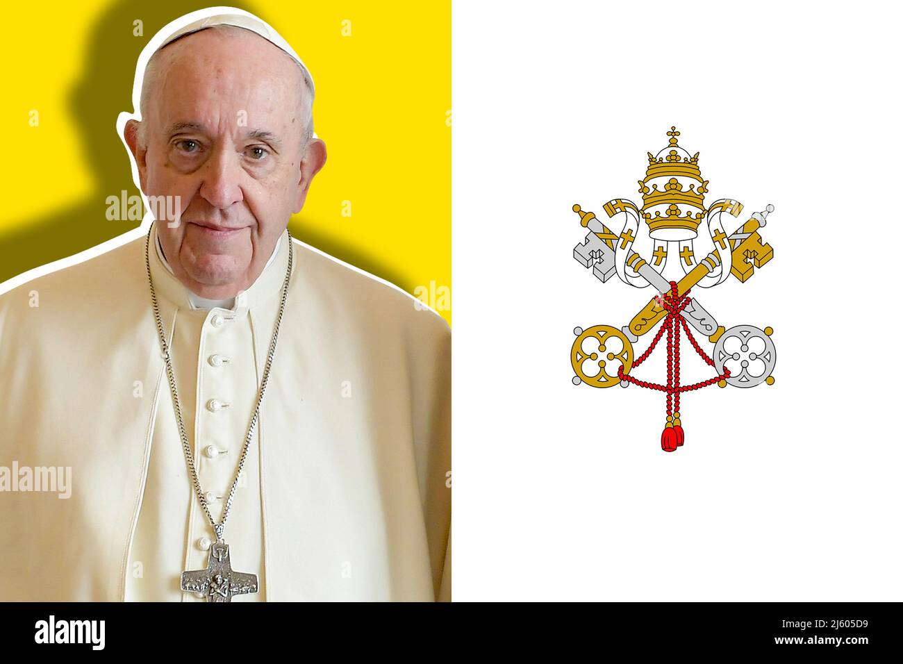 Pope Francis and Vatican flag (Supreme Pontiff Stock Photo - Alamy