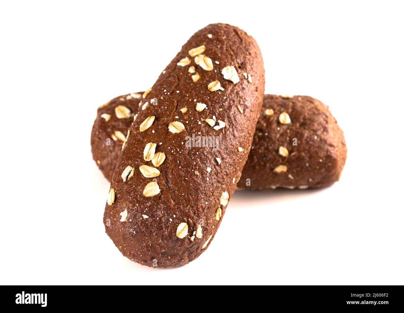 Brown Bread with Oats Isolated on a White Background Stock Photo