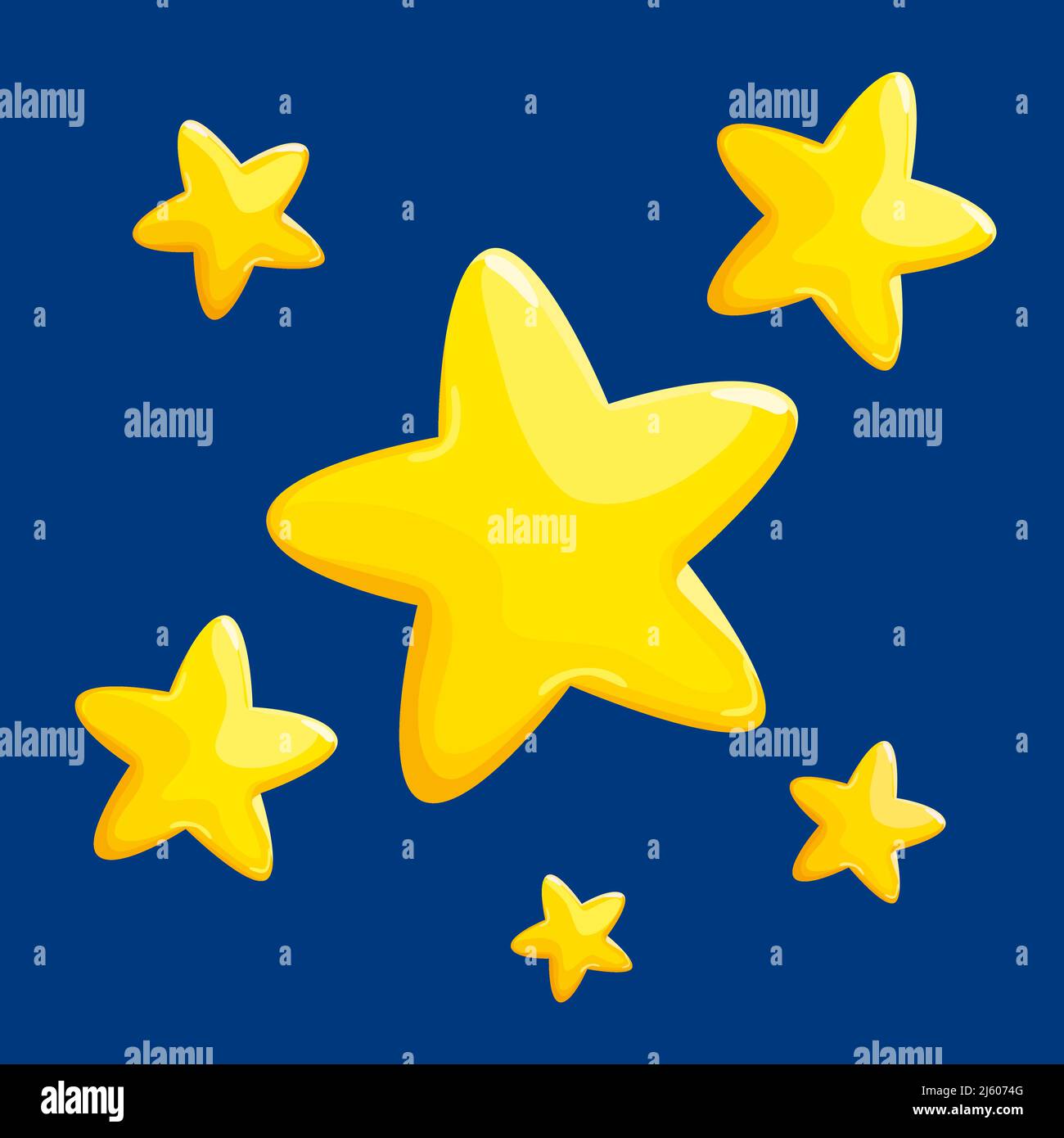 Golden stars in dark background. Seamless pattern texture Stock Vector