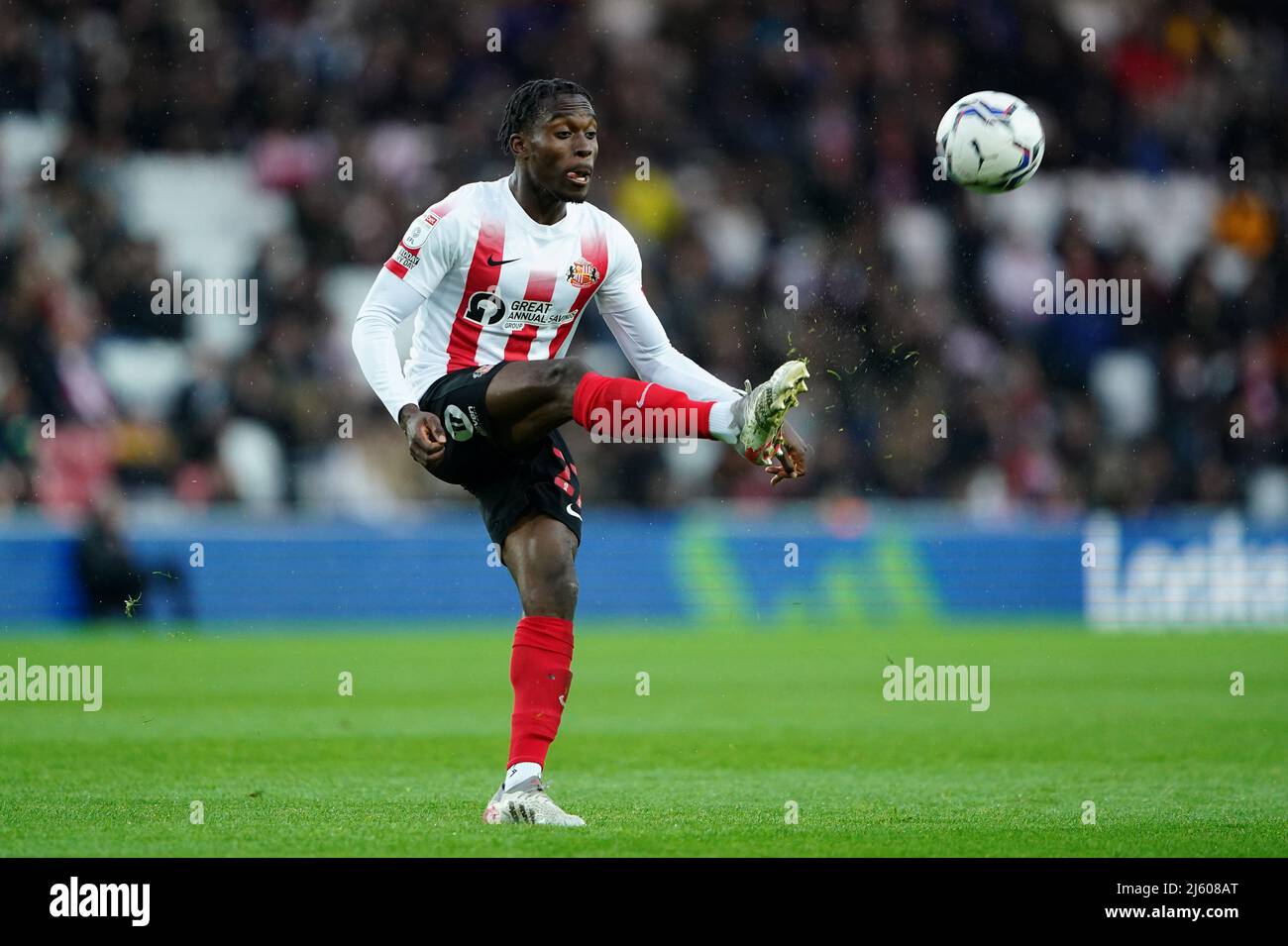 Sunderland's Jay Matete during the Sky Bet League One match at the Stadium of Light, Sunderland. Picture date: Tuesday April 26, 2022. Stock Photo