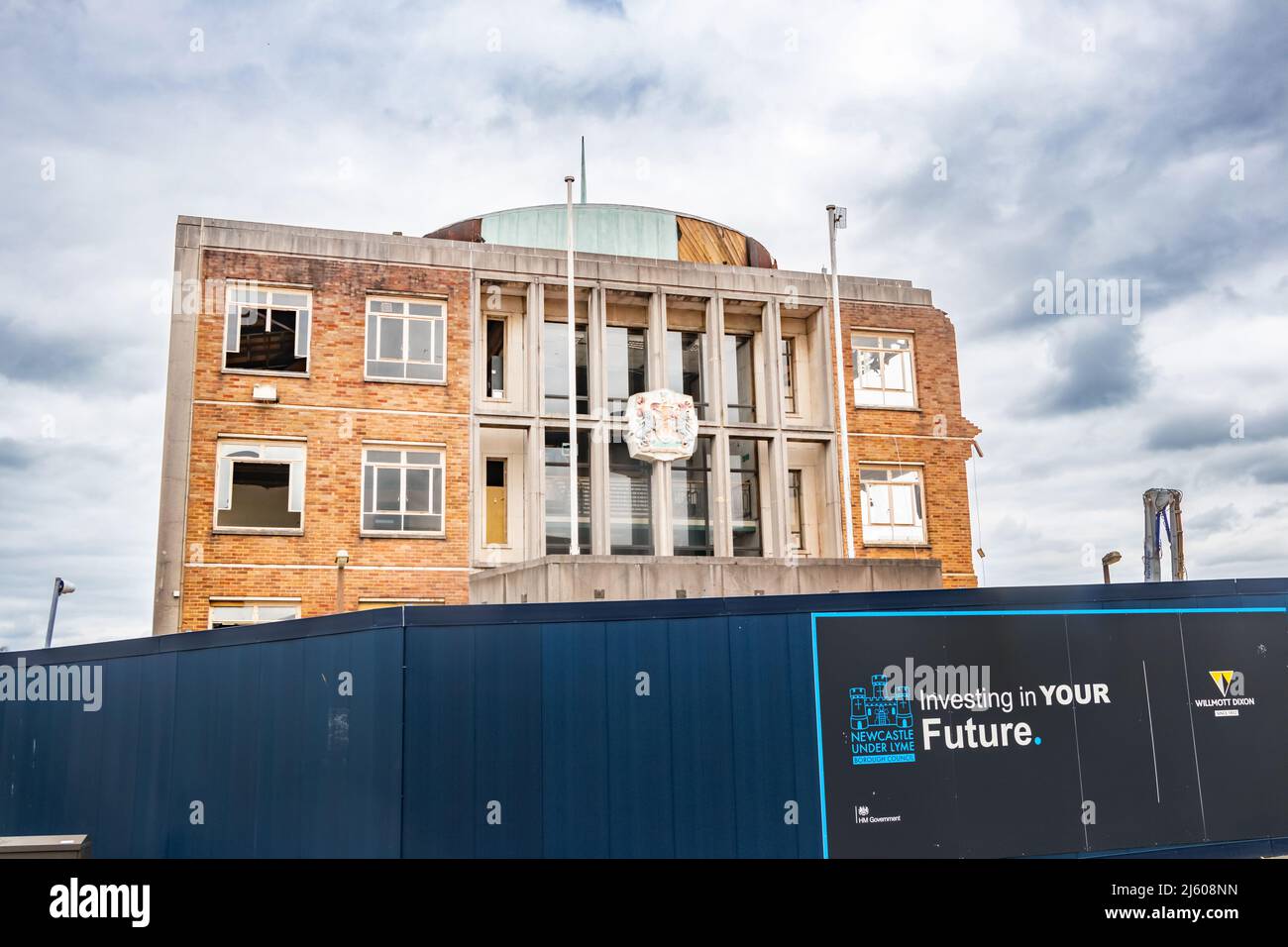 Newcastle under lyme council offices undergoing demolition