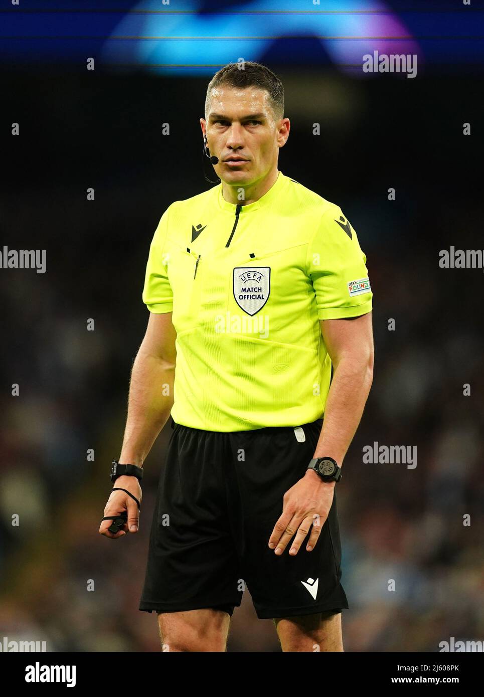 Referee Istvan Kovacs during the UEFA Champions League Semi Final ...