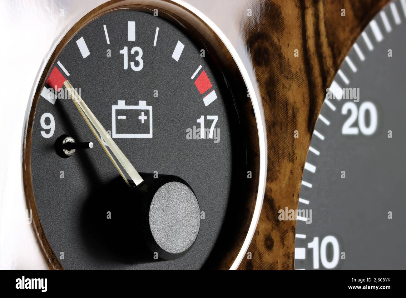 batterie gauge in car dashboard low volts Stock Photo Alamy