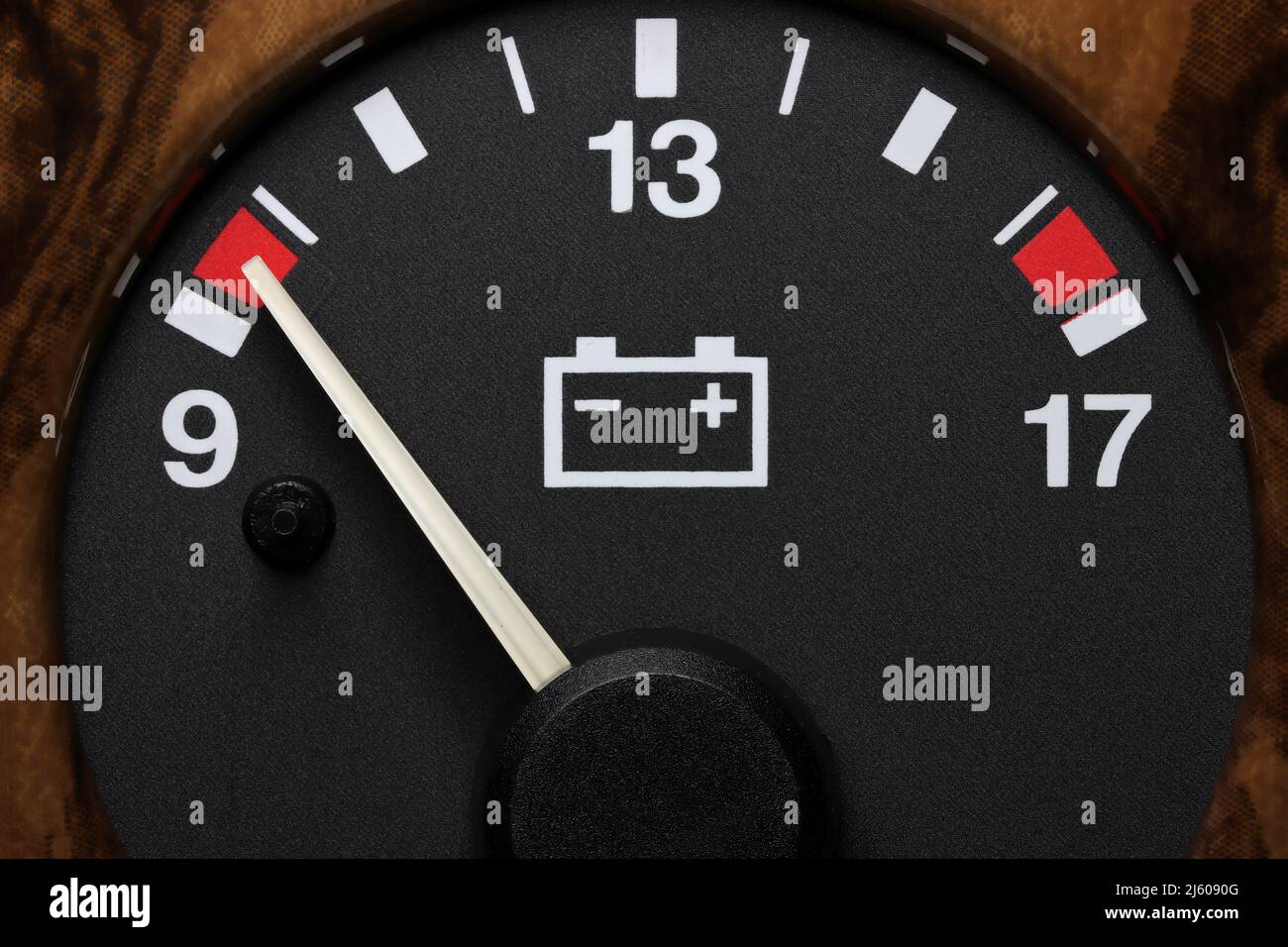 batterie gauge in car dashboard low volts Stock Photo Alamy