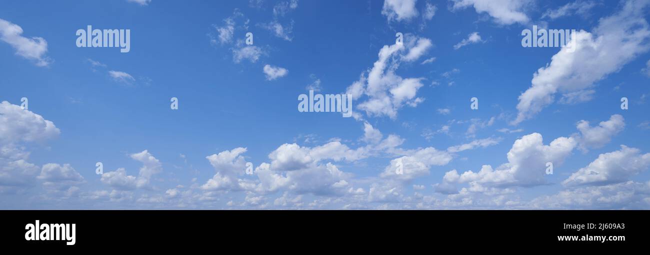 Cloud sky panorame with floofy clouds and blue sky Stock Photo