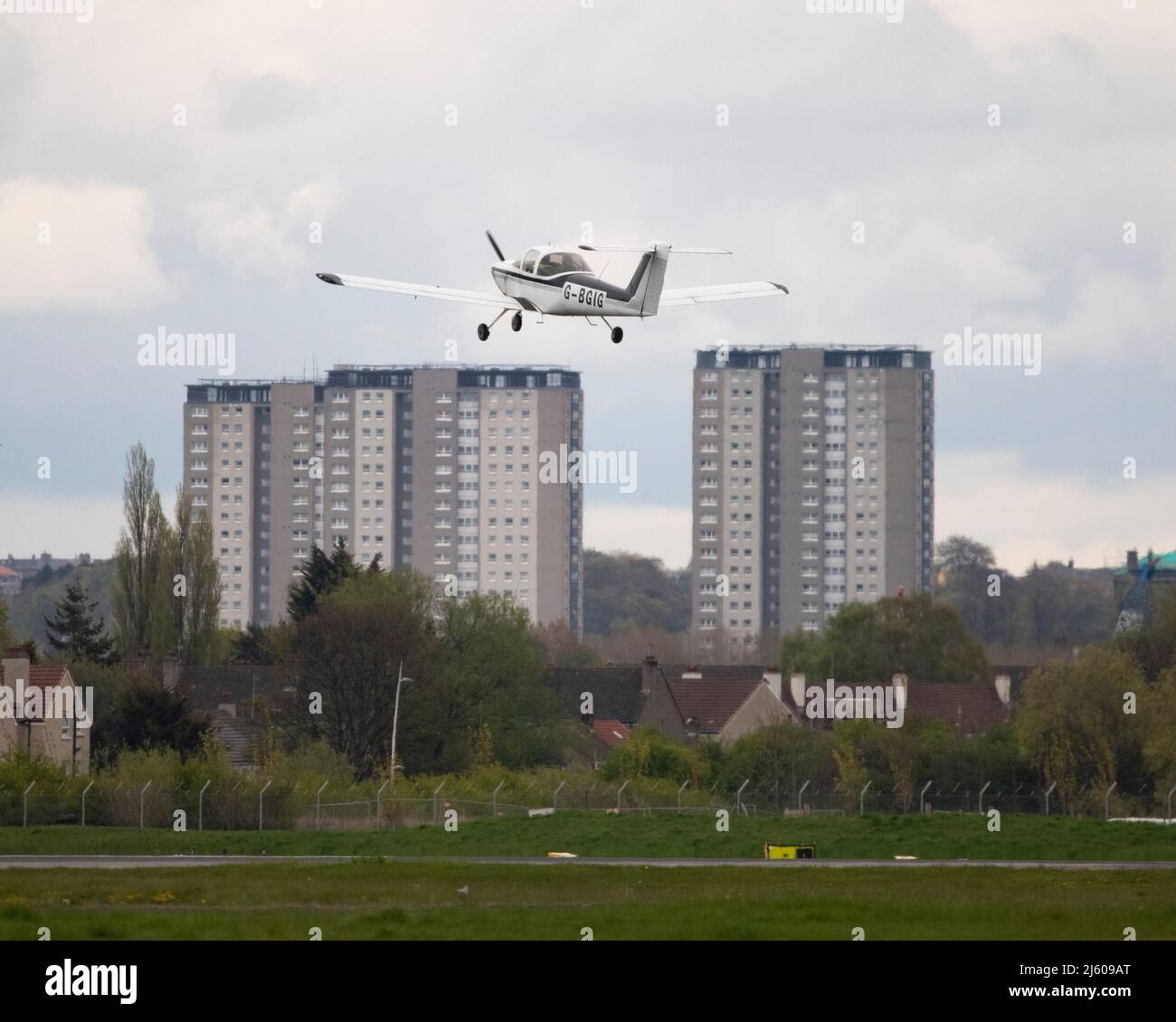 Glasgow, Scotland, UK. 26th Apr, 2022. PICTURED: Scottish Conservative Leader Douglas Ross campaign event takes flight in a plane at Glasgow Airport ahead of the local government elections. Credit: Colin Fisher/Alamy Live News Stock Photo