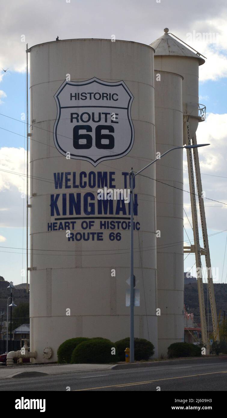 Kingman water tower on Route 66 Stock Photo - Alamy