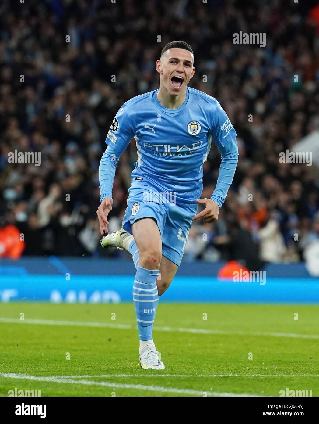 Manchester City's Phil Foden celebrates scoring their side's