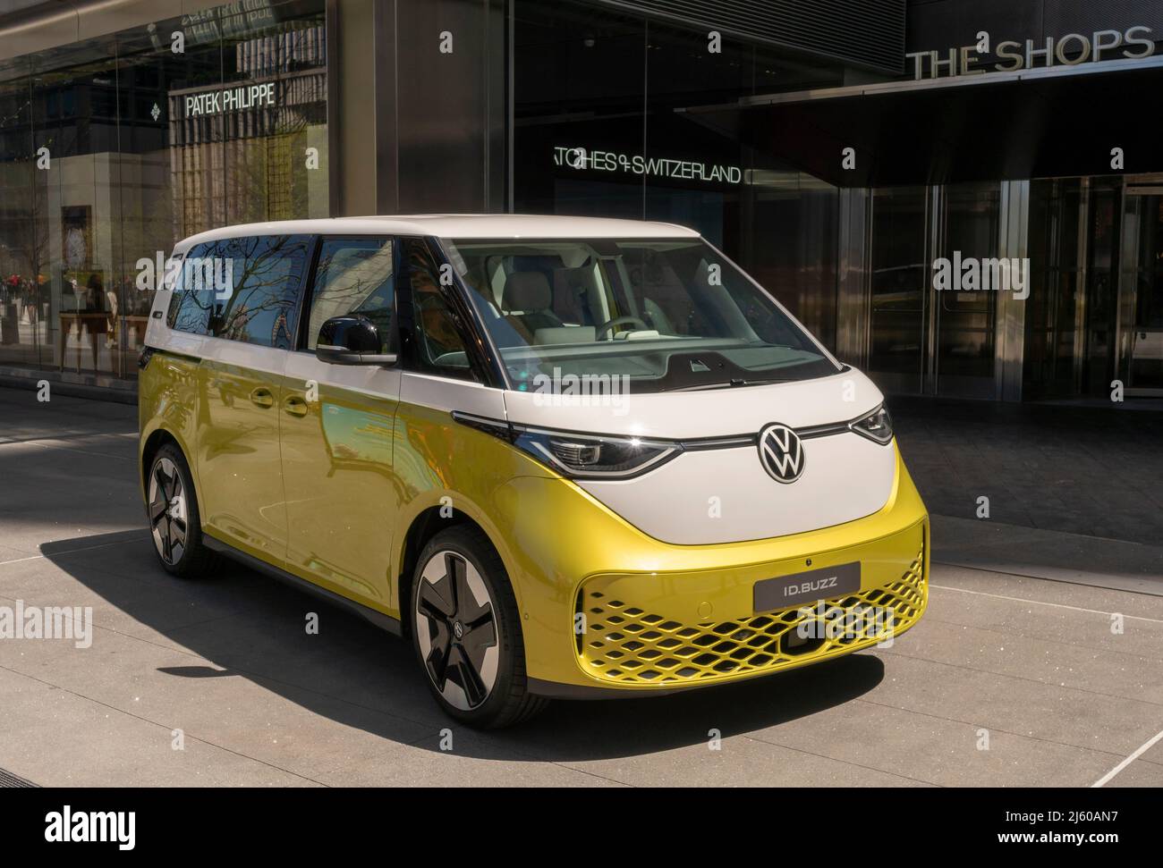 Brand activation for the 2024 Volkswagen ID.Buzz microbus electric vehicle, at Hudson Yards in New York on Friday, April 22, 2022. (© Richard B. Levine) Stock Photo