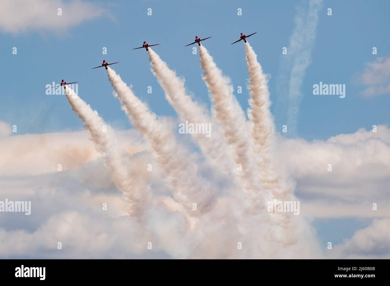 (220426) -- ZEMUNIK (CROATIA), April 26, 2022 (Xinhua) -- An aerobatic display team performs during a flight show over Zemunik near Zadar, Croatia, on April 26, 2022. (Dino Stanin/PIXSELL via Xinhua) Stock Photo