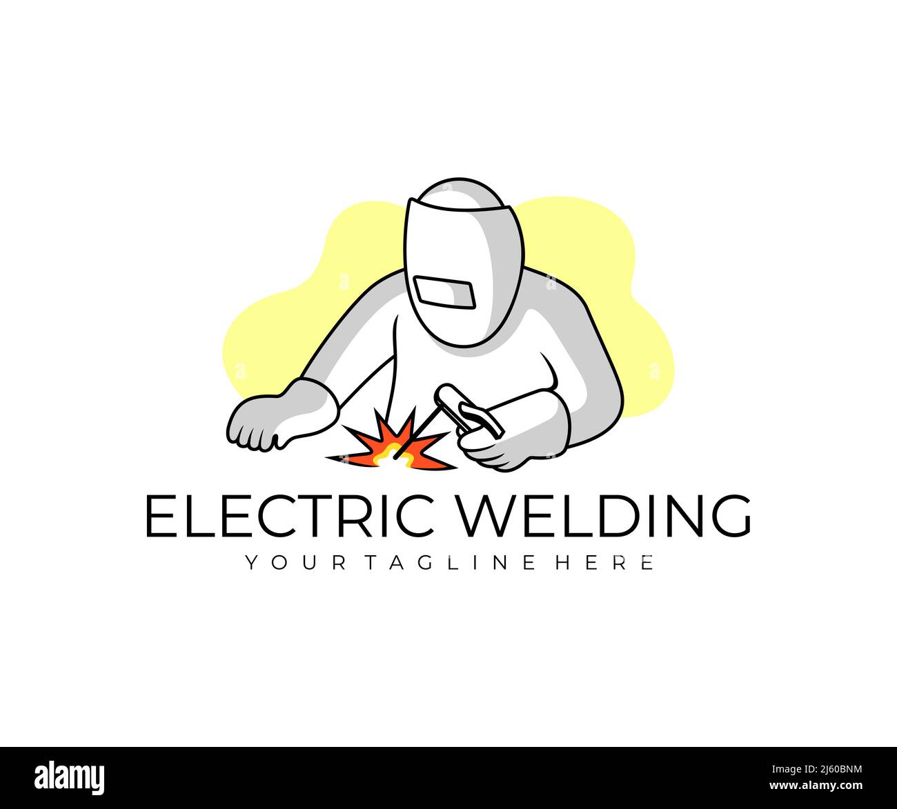 Electric welding, electric welder and welding, logo design. Industrial, steel welding, metallurgical factory, welded mask and tool, vector design Stock Vector