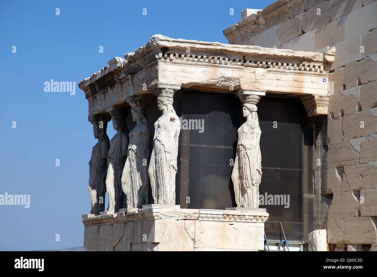 Caryatid Statues at Acropolis Erechtheion Temple in Athens, Greece