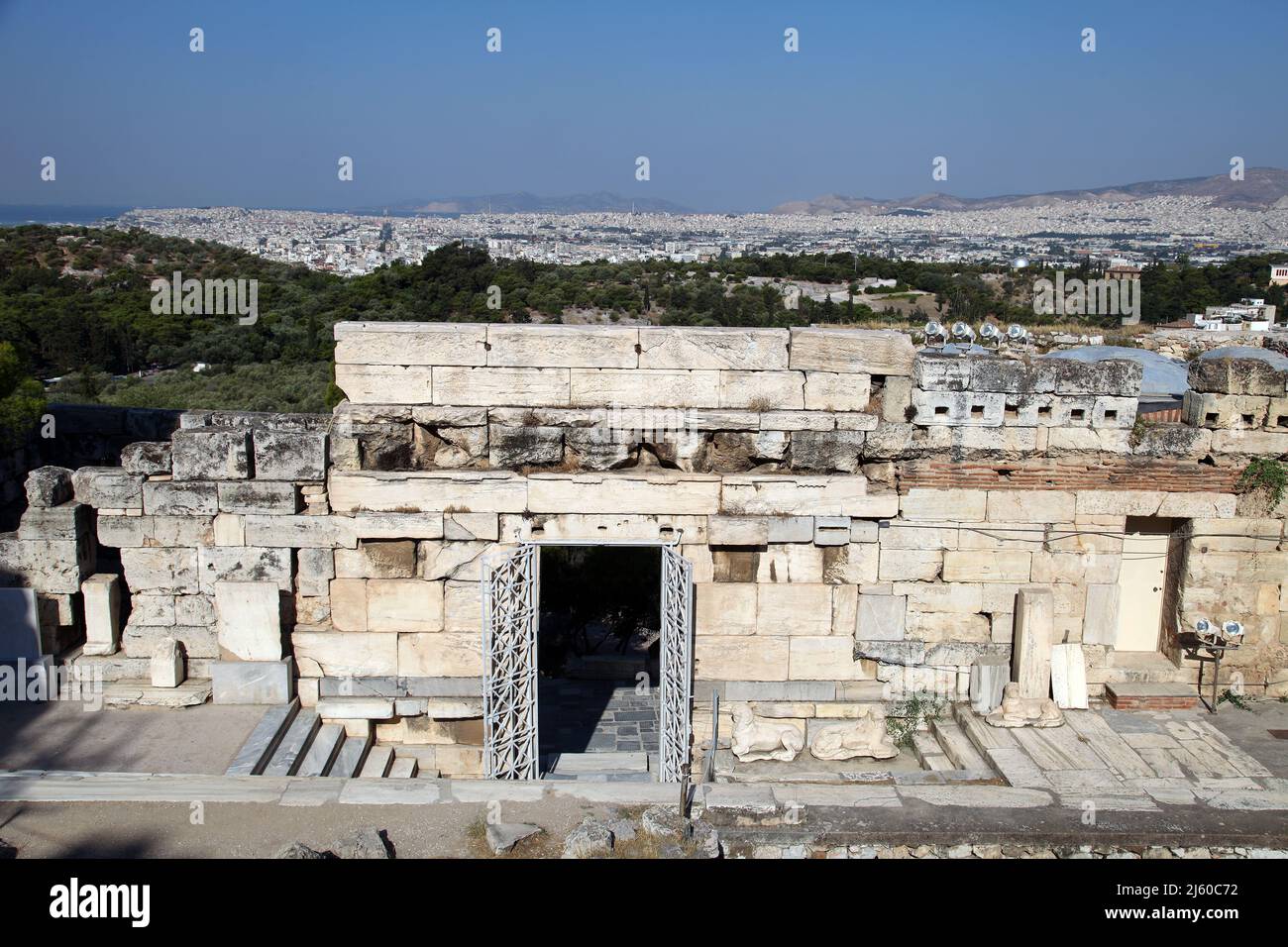 Beule Gate at Acropolis in Athens, Greece. This Roman-era doorway was named after the 19th-century French archaeologist who discovered it. Stock Photo