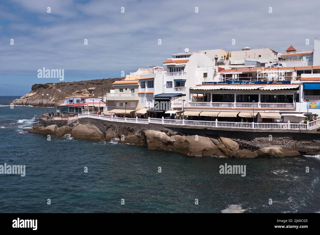 dh La Caleta Restaurants COSTA ADEJE TENERIFE Coastal promenade restaurant coast Stock Photo