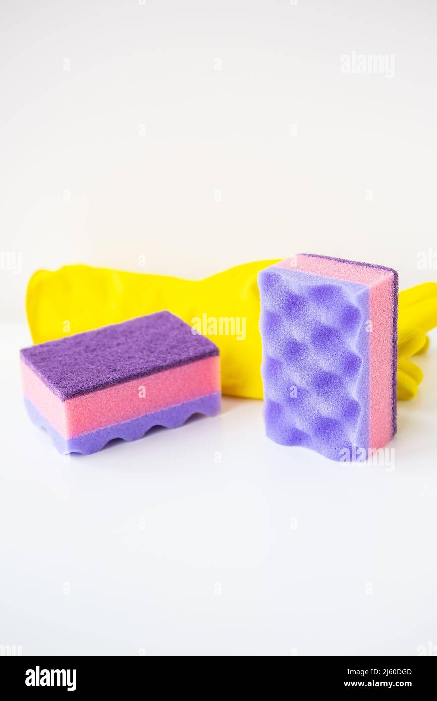 Preparation for cleaning the house, washcloths, rubber gloves