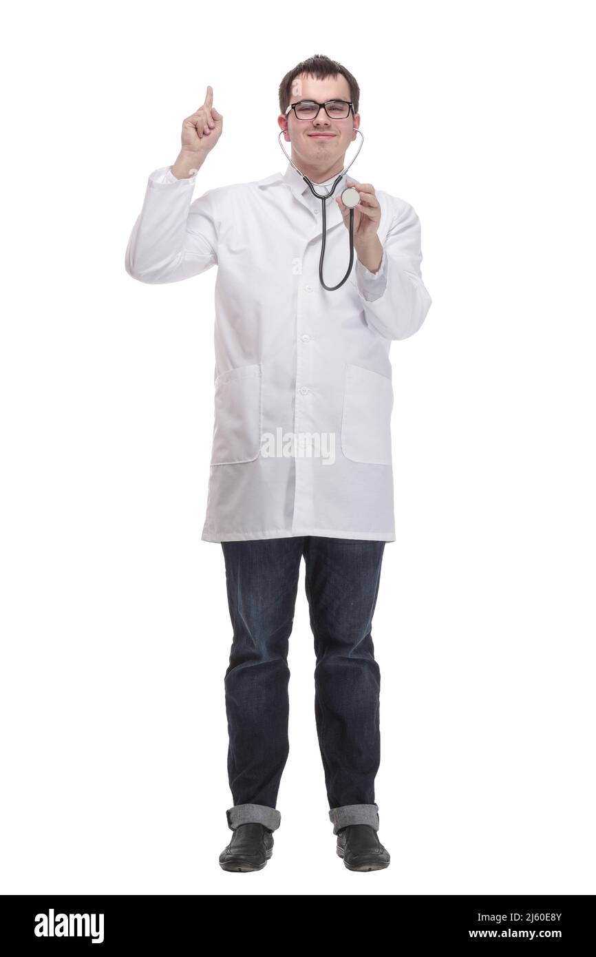 Portrait of male doctor with coat holding stethoscope Stock Photo - Alamy