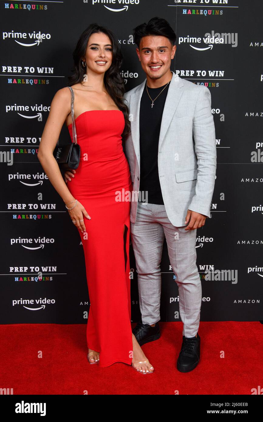 London, UK. 26 April 2022. Marcus Smith and Beth Dolling attending the premiere of Prep to Win: Harlequins, at the Ritzy cinema in London. Picture date: Tuesday April 26, 2022. Photo credit should read: Matt Crossick/Empics/Alamy Live News Stock Photo