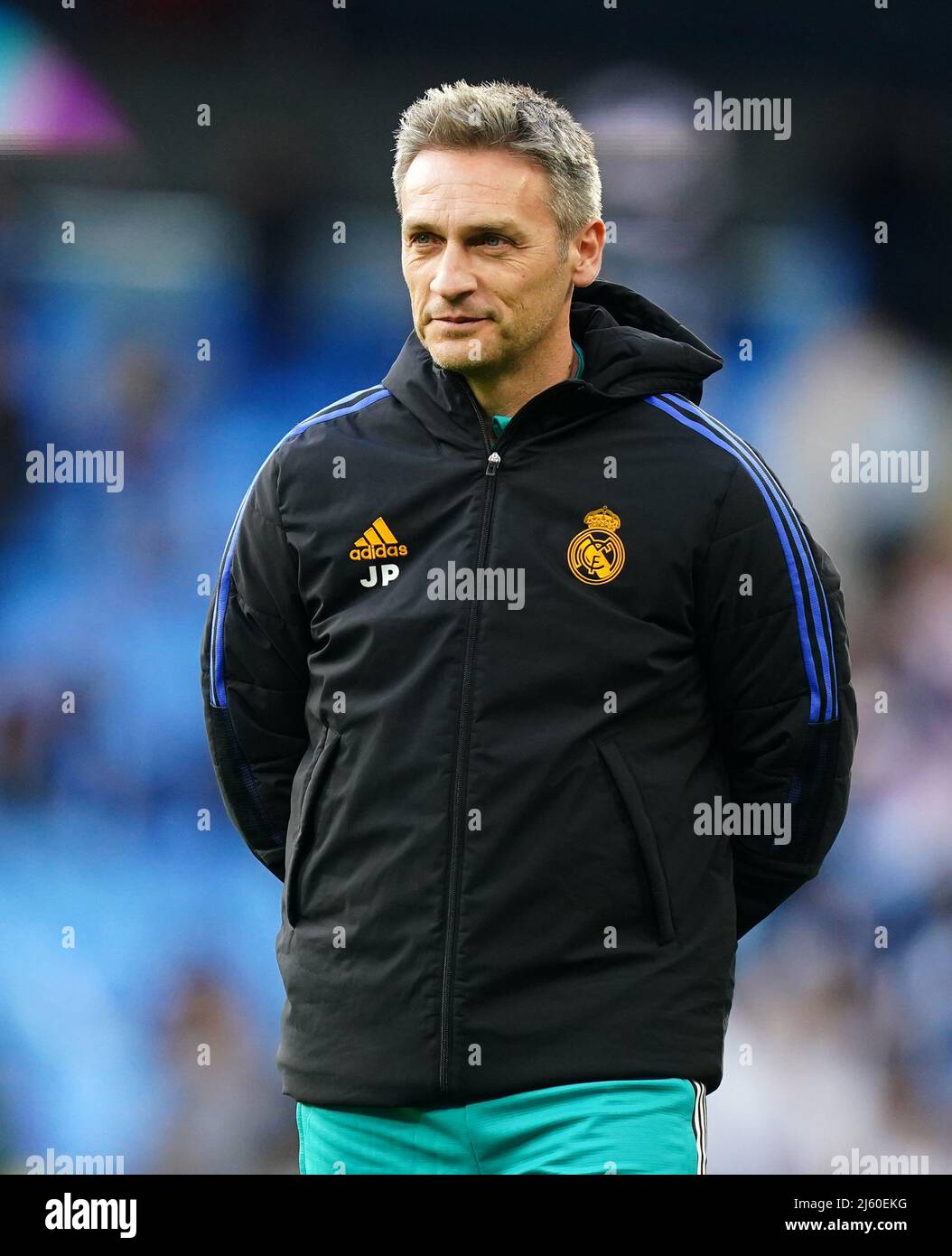 Real Madrid Sports therapist Jose Carlos G. Parrales during the UEFA Champions League Semi Final, First Leg, at the Etihad Stadium, Manchester. Picture date: Tuesday April 26, 2022. Stock Photo