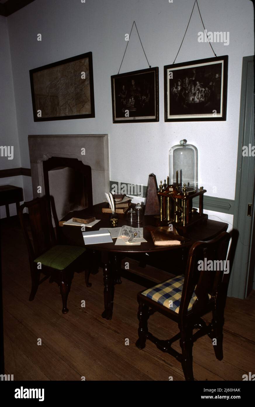 Williamsburg, VA. U.S.A. 9/1987. Colonial home interiors with bedrooms