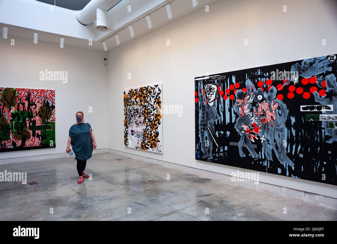 VENICE, ITALY - April 20: Painting of Charline von Heyl at the 59th International Art exhibition of Venice biennale on April 20, 2022 Stock Photo