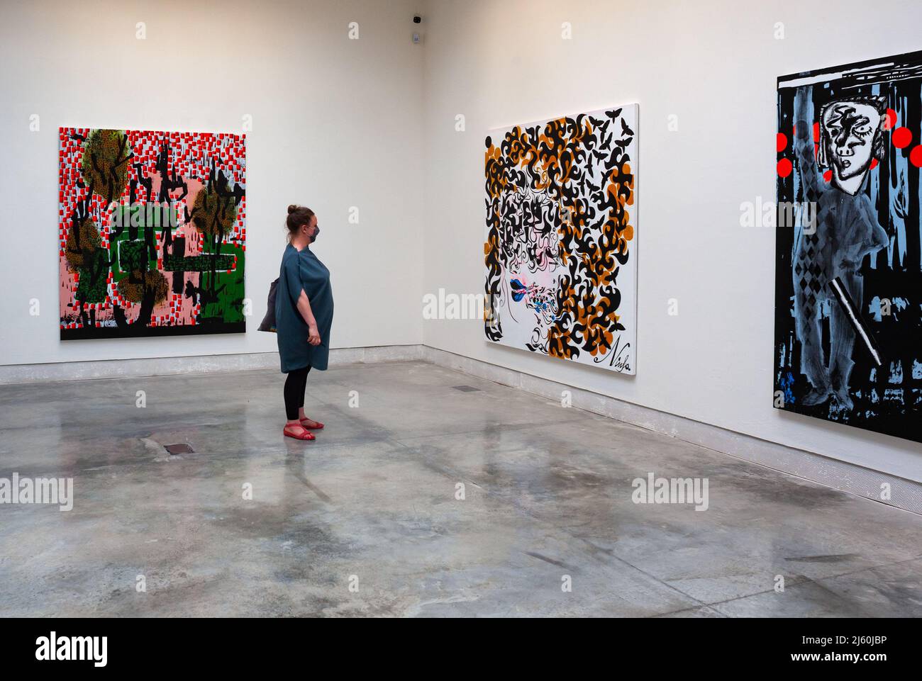 VENICE, ITALY - April 20: Painting of Charline von Heyl at the 59th International Art exhibition of Venice biennale on April 20, 2022 Stock Photo